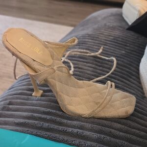 Miss Lola Textured Cream Heels